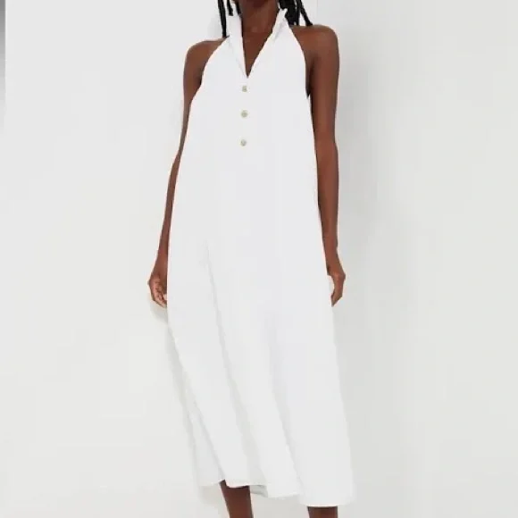 NWT Tuckernuck Jagger White Seersucker Midi Dress 265361 - Size Small - Picture 2 of 9